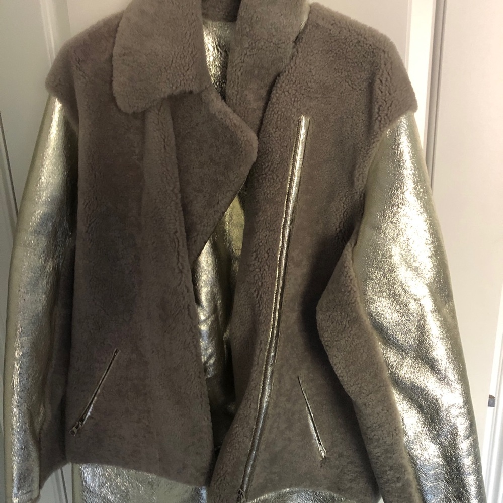 Pologeorgis Sherpa Metallic Fur Bomber jacket